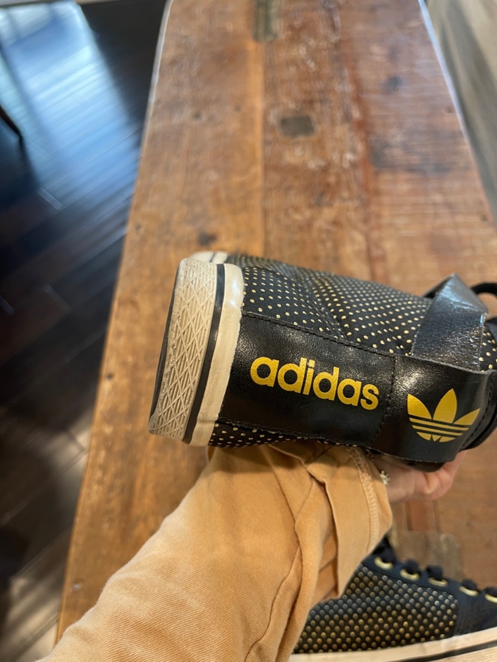 adidas Black High-Top Sneakers with Gold Hardware - Picture 10 of 11